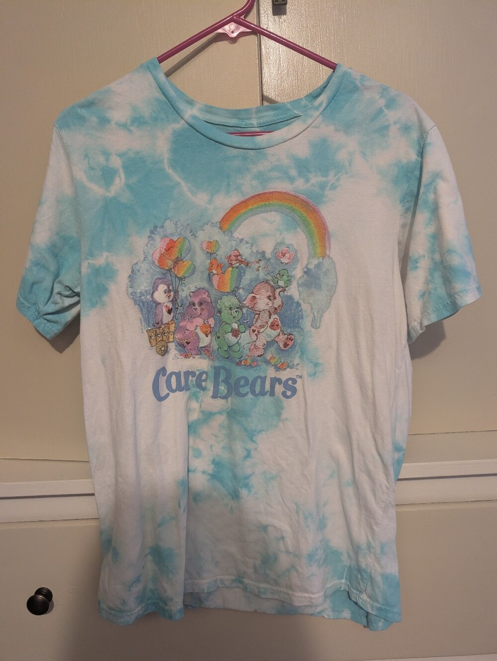Hot Topic Care Bears Women's Tie-Dye T-Shirt in Light Blue Size XL